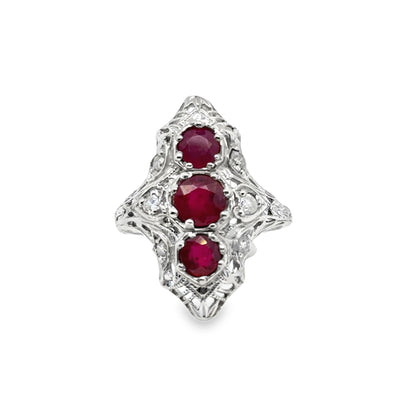 14KW Victorian Ruby & Diamond Ring