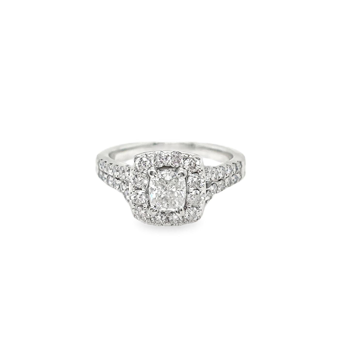 14KW Halo Diamond Split Shank with Cushion Ring