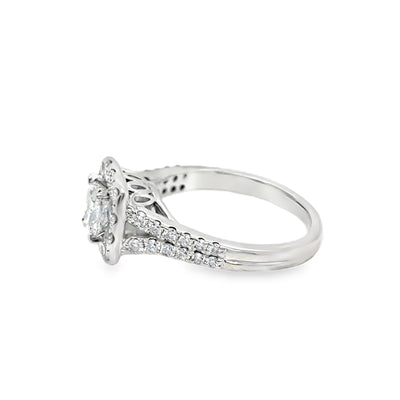 14KW Halo Diamond Split Shank with Cushion Ring