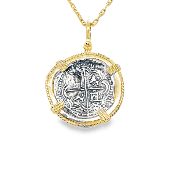 14K/SS Atocha Coin with Rope Detail