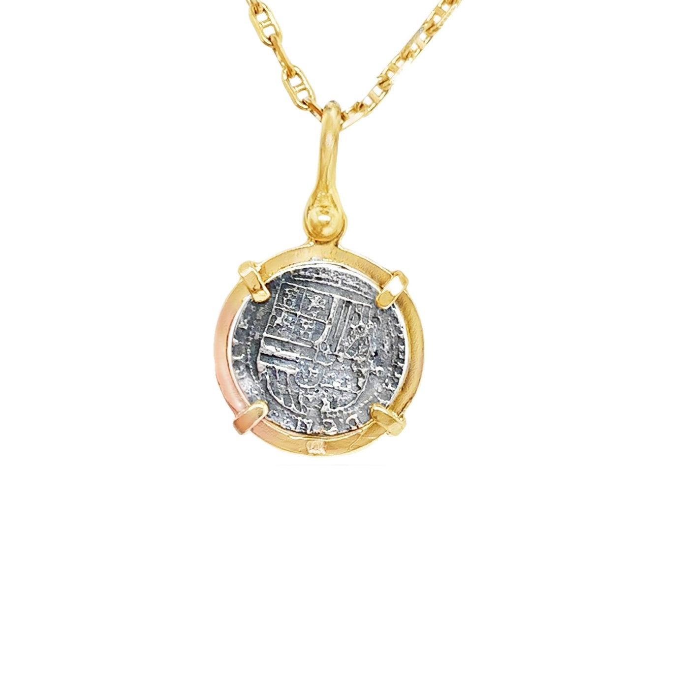 14K/SS Large Atocha Coin Round Pendant