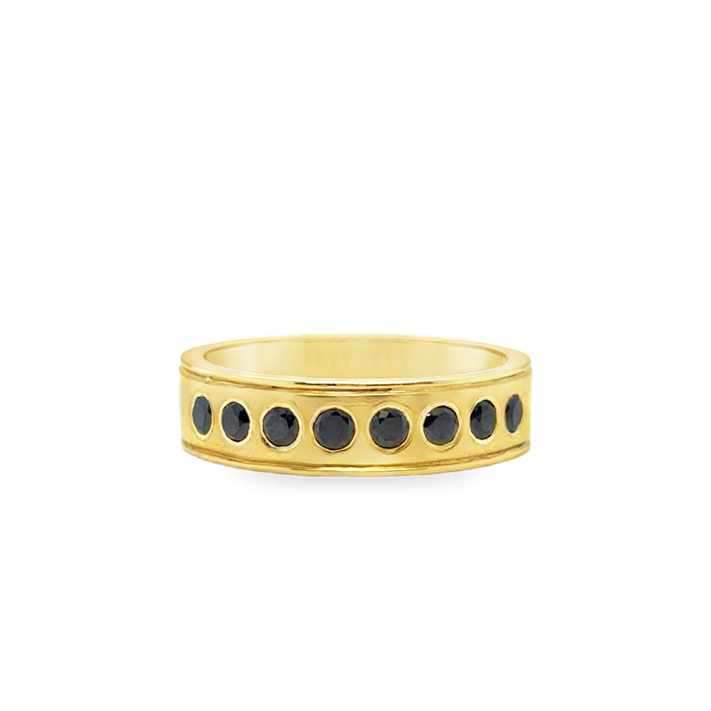 18KY Black Diamond Mens Band