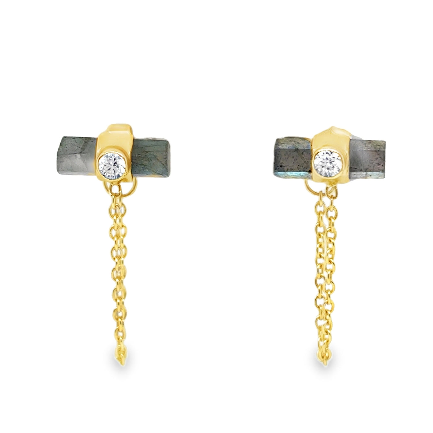 Gold Plated Sterling Silver Labradorite Chain Earring