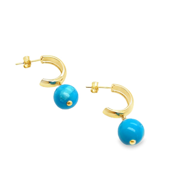 925 GP Round Turquoise Thick Hoop