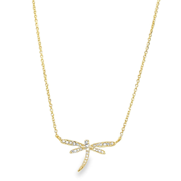 14KY Diamond DragonFly Necklace