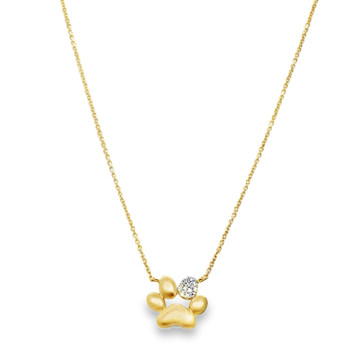 14KY Diamond Dog Paw Necklace
