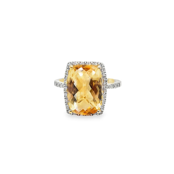 14KY Statement Citrine and Diamond Ring