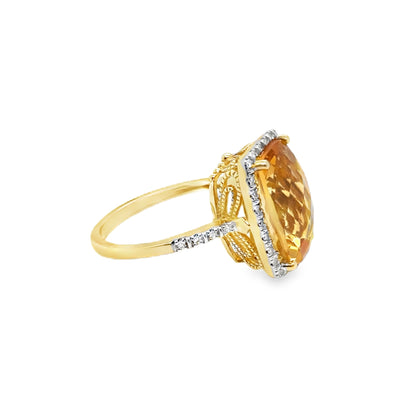 14KY Statement Citrine and Diamond Ring