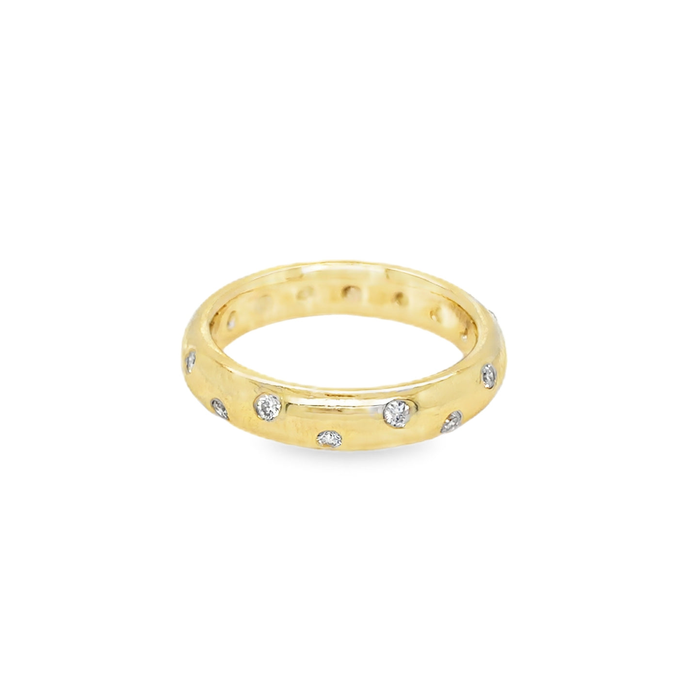 18KY Diamond Half Round Confetti Ring