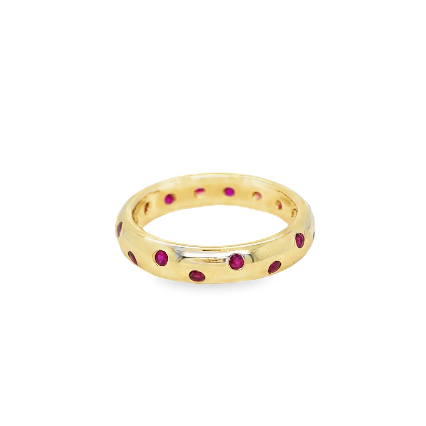 18KY Ruby Half Round Confetti Ring