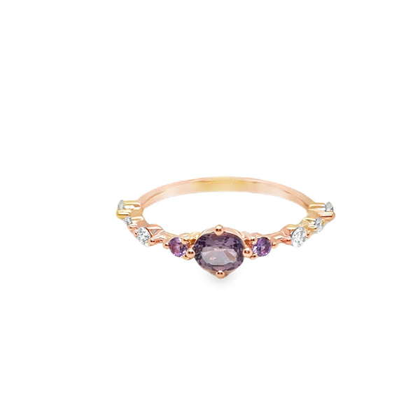 14KR "Athena" Lavender Spinel and Sapphire Ring
