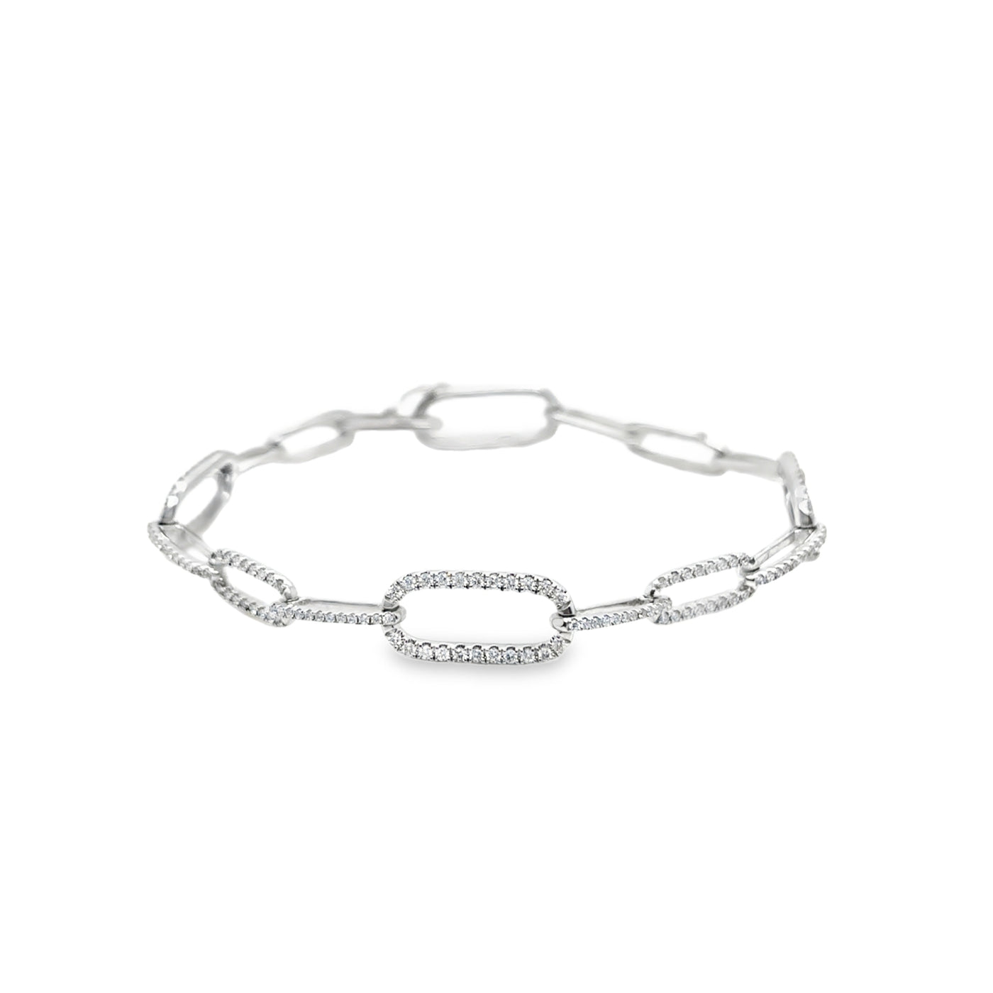 18KW Diamond Paperclip Bracelet