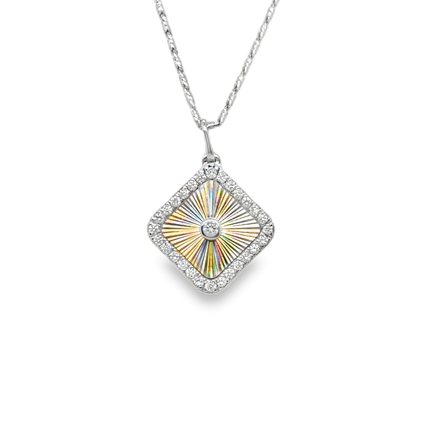 14KYW Diamond Cut Square Charm