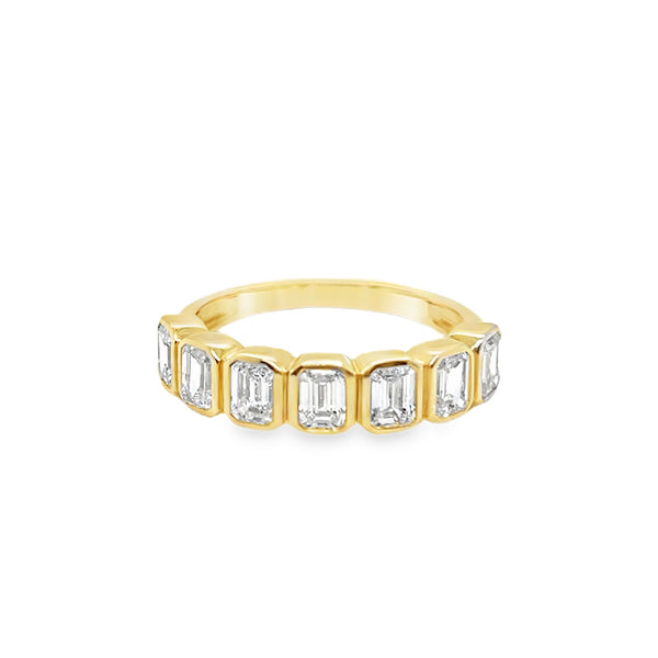 14KY Lab Created Bezel-Set Emerald Cut Diamond Band