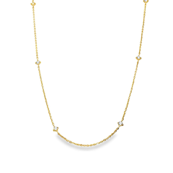14KY 4-Prong Diamond Station Necklace