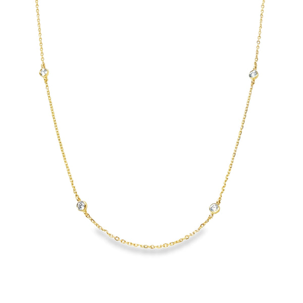 14KY Diamond Bezel Station Necklace