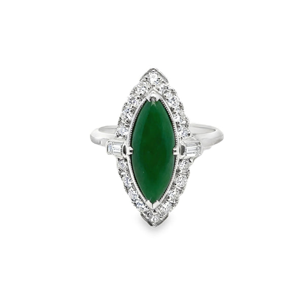 Platinum Art Deco Jade Ring