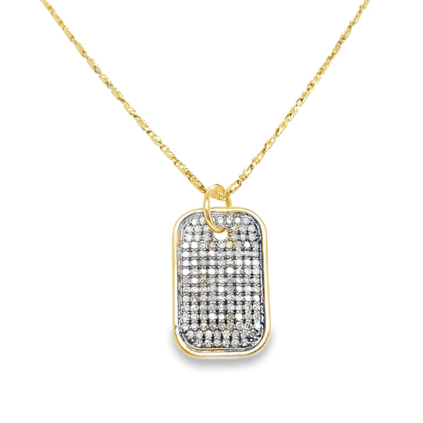 14KY/925 Diamond Dog Tag Charm
