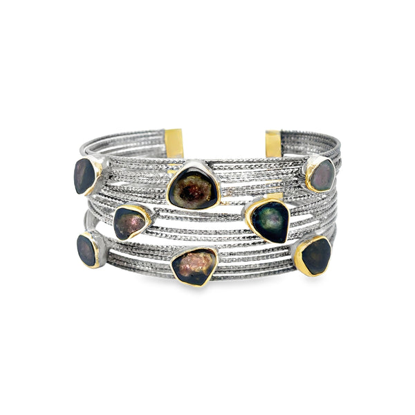 925 Two-Tone Tourmaline Cuff Bracelet