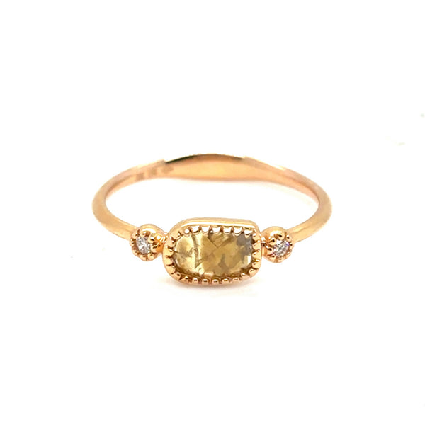 18KR 3-Stone Yellow Diamond Slice Ring