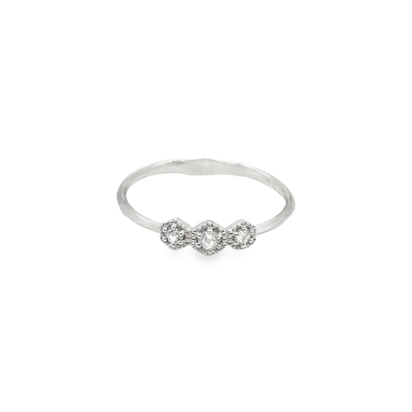 %18K 3 Rose Cut Diamond  Stacker WG