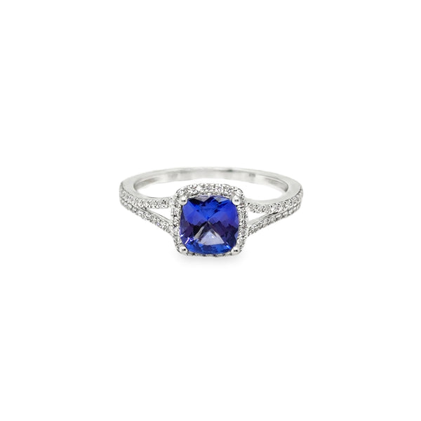 14KW Cushion Tanzanite Ring