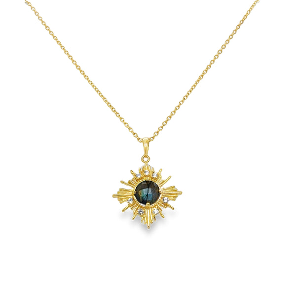 925/YGP "Great Horizons" Labradorite & White Zircon Necklace
