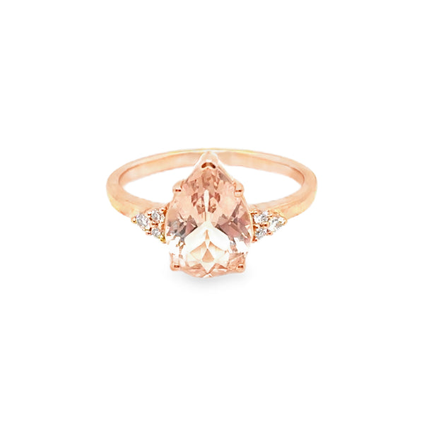 18KR Pear Morganite Ring