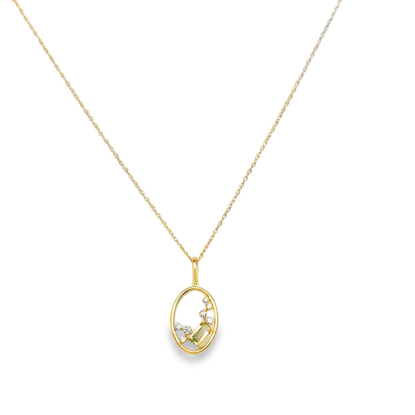 14KY Diamond & Peridot Necklace