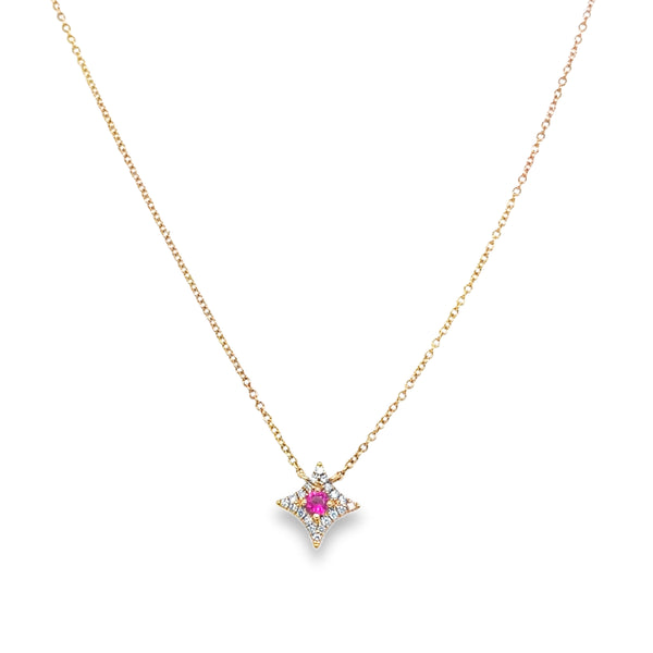18KR Single Ruby Star Necklace