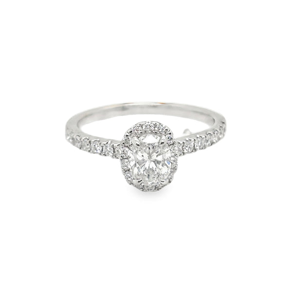 18K Oval Halo Diamond Ring