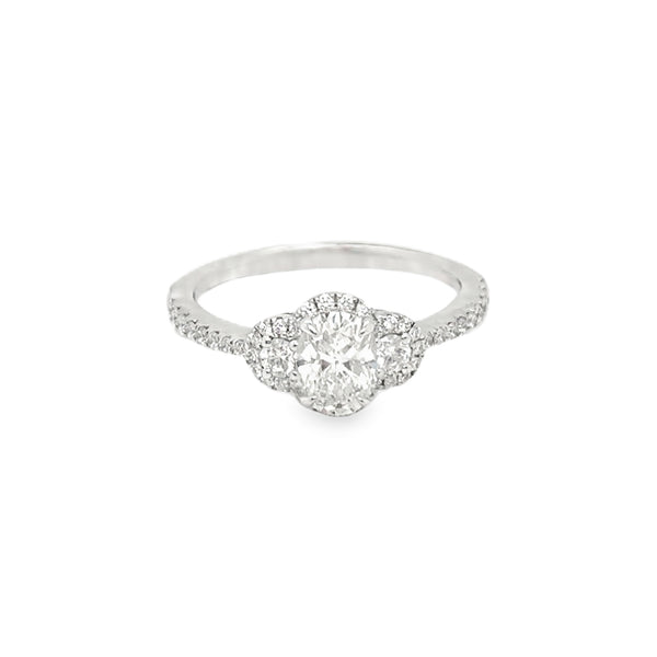 3-Stone F/VS Diamond Halo Ring
