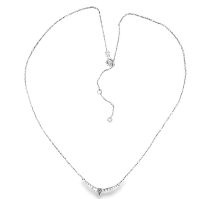 14K Curved Diamond Bar Necklace