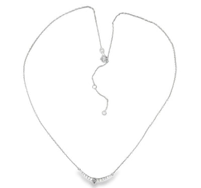 14K Curved Diamond Bar Necklace