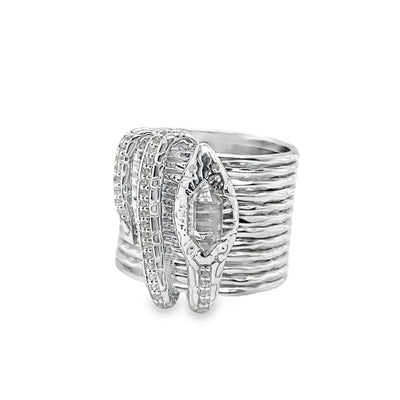 925 Herkimer & Sapphire Snake Ring