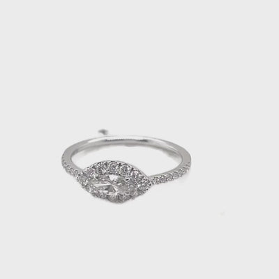 18K White Gold Marquise Diamond Halo Ring