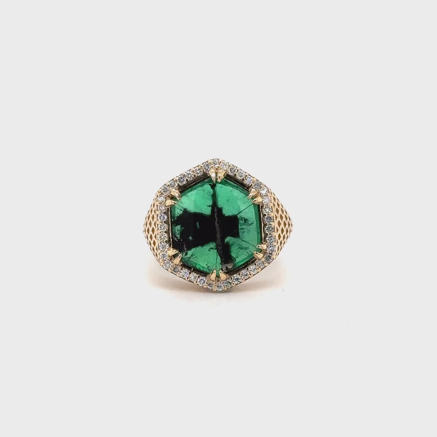 Trapiche Emerald & Diamond “Finn” Ring