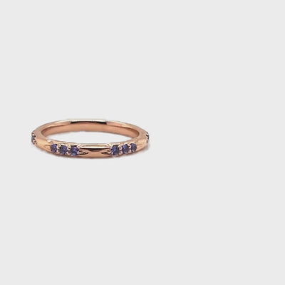 18K Rose Gold Lavender Sapphire Scattered Stackable Band Ring