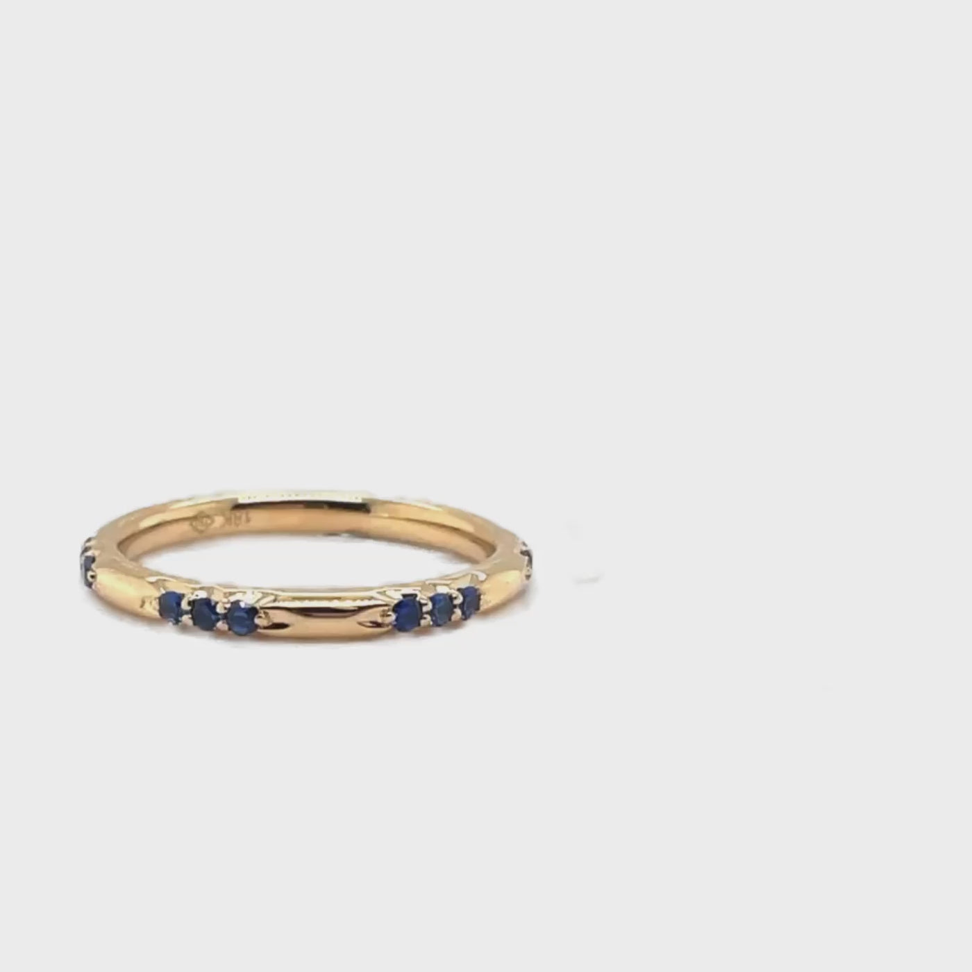 18K Yellow Gold Blue Sapphire Scattered Stackable Band Ring