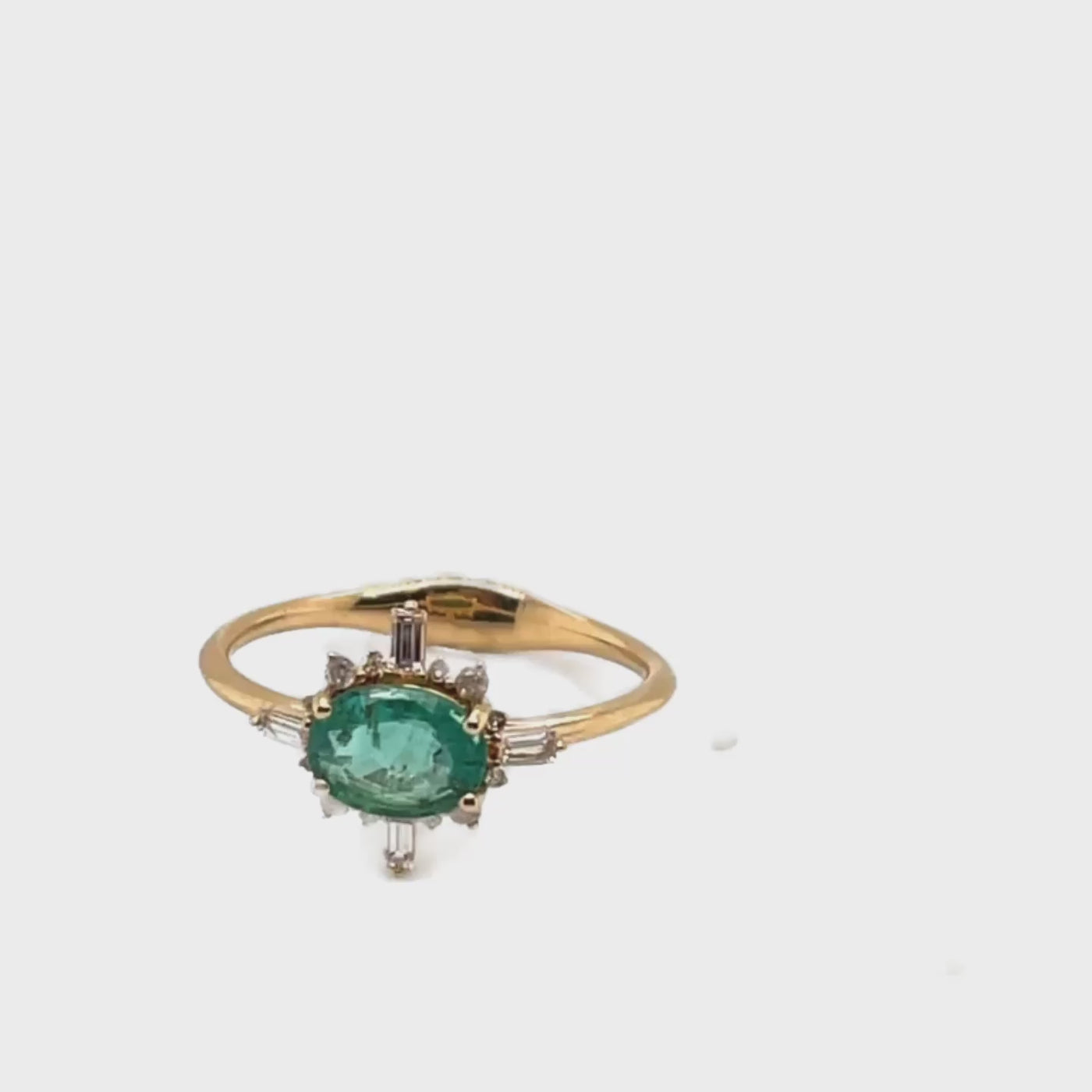 18K Yellow Gold 0.67ct Emerald and Diamond "Uncommon Halo" Ring