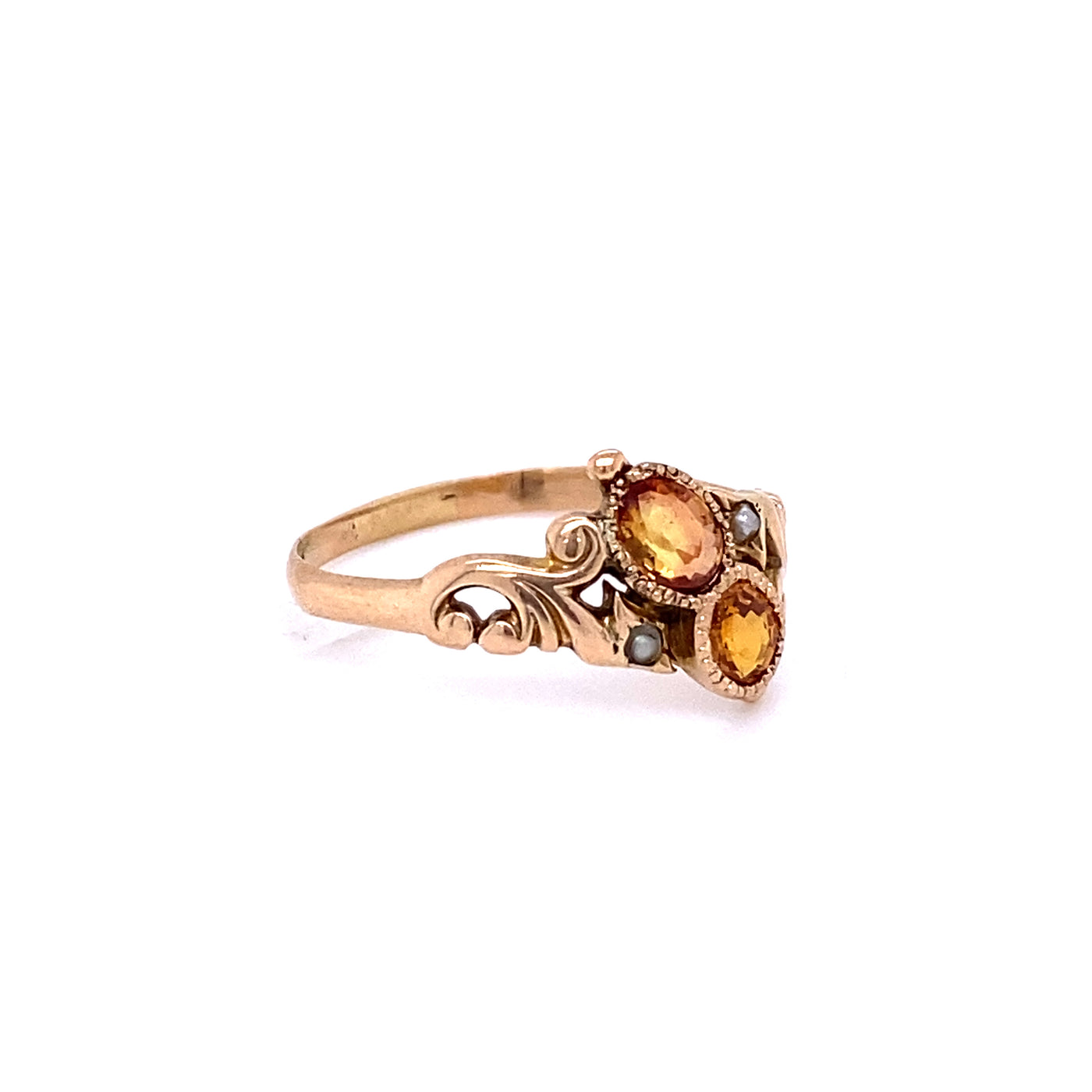 Victorian Yellow Sapphire & Pearl Ring