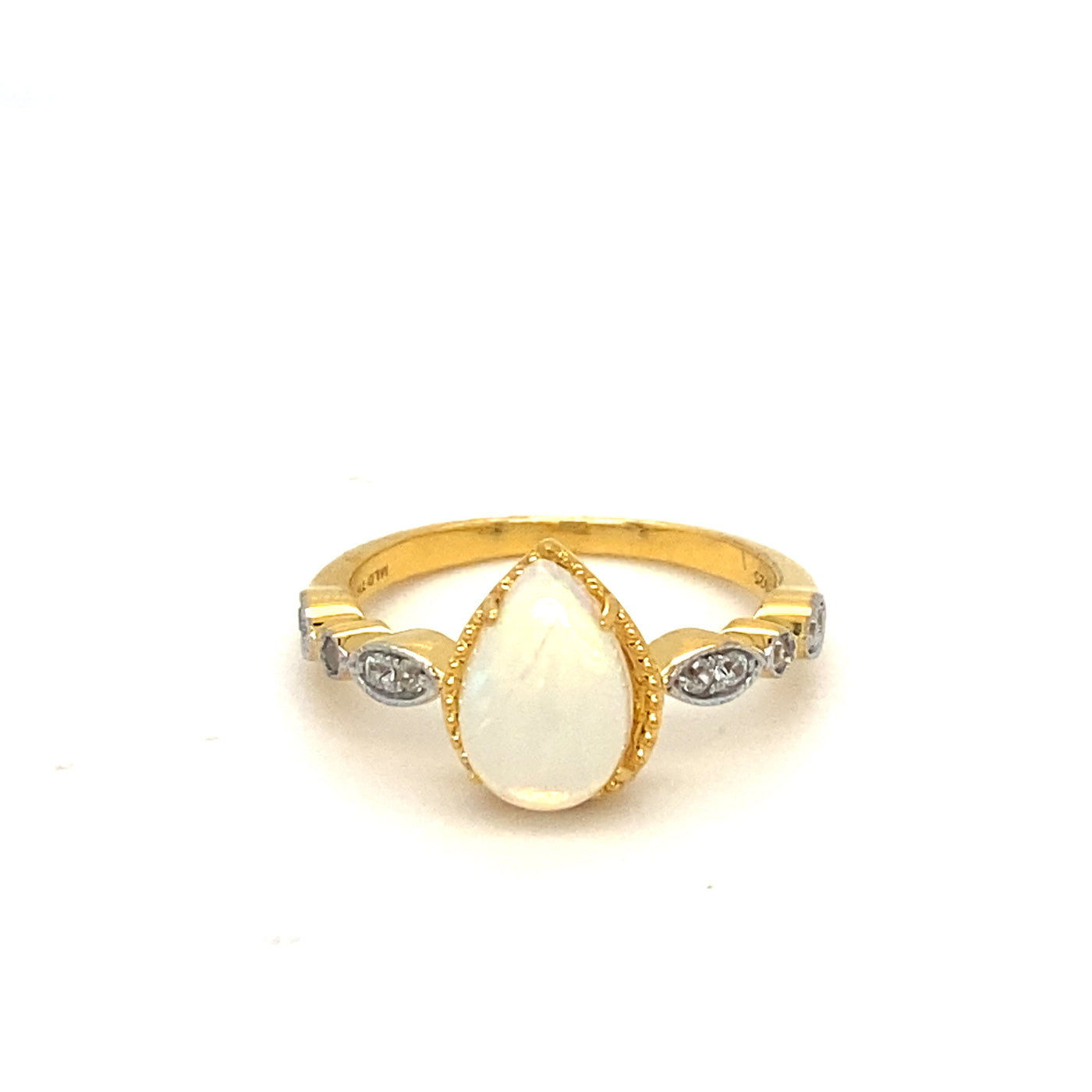 Pear Gemstone with White Zircon Accents Ring