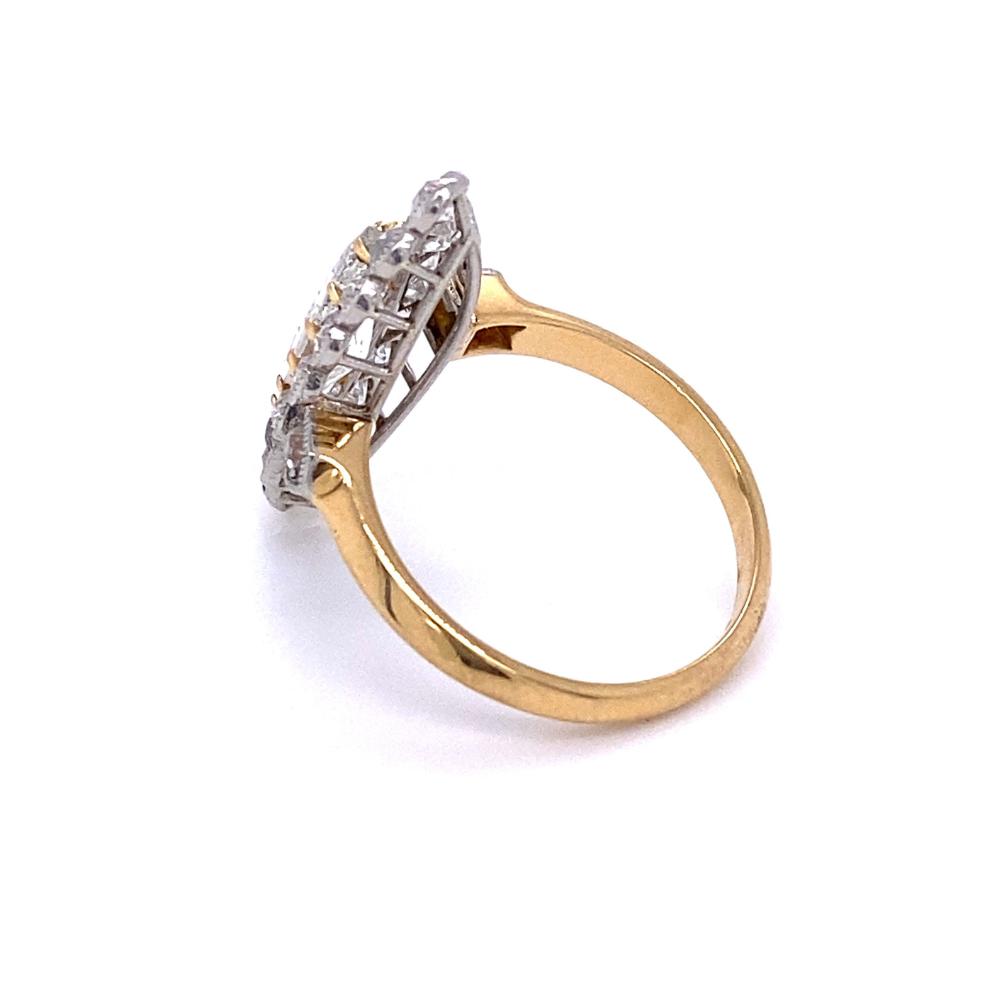 Platinum & 18KY Marquise Diamond Navette Ring