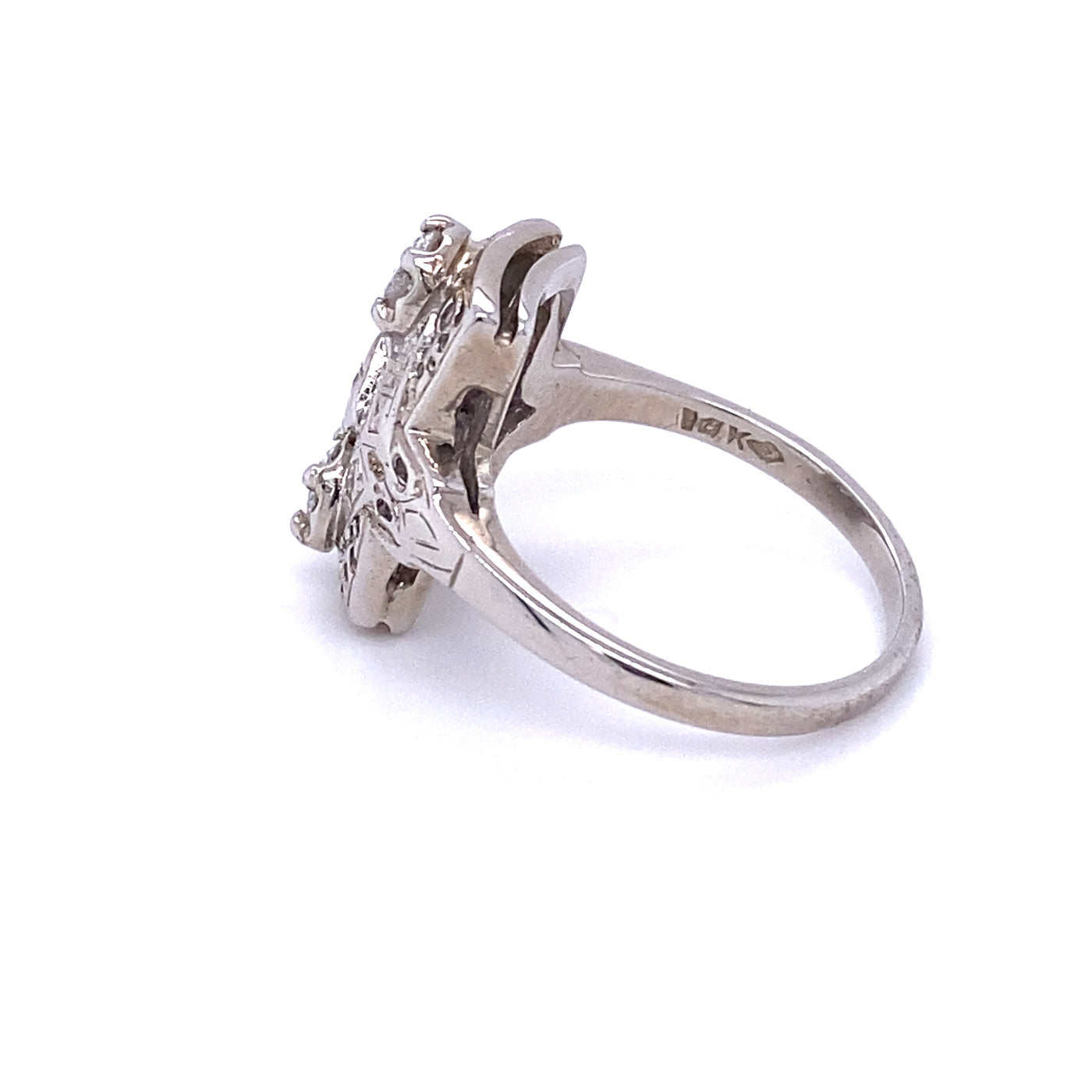 Rectangular Art Deco Filigree Diamond Ring