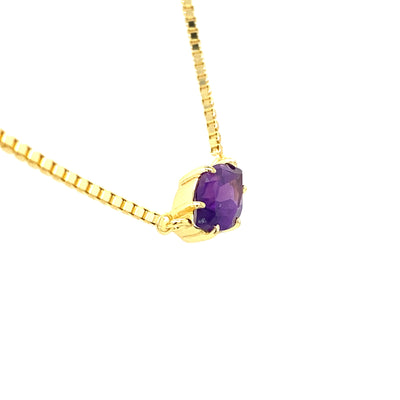 Yellow Gold Plated Solitaire Marquise Gemstone Necklace
