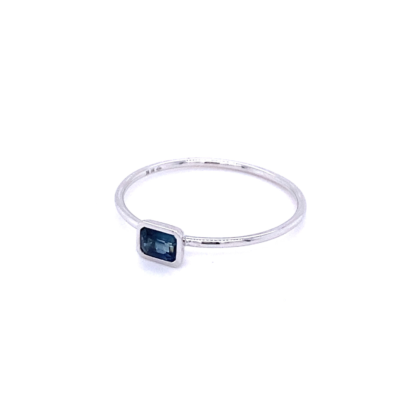 Baguette Blue Sapphire Stacker Ring