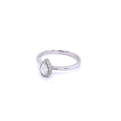 Solitaire Pear Diamond Halo Ring