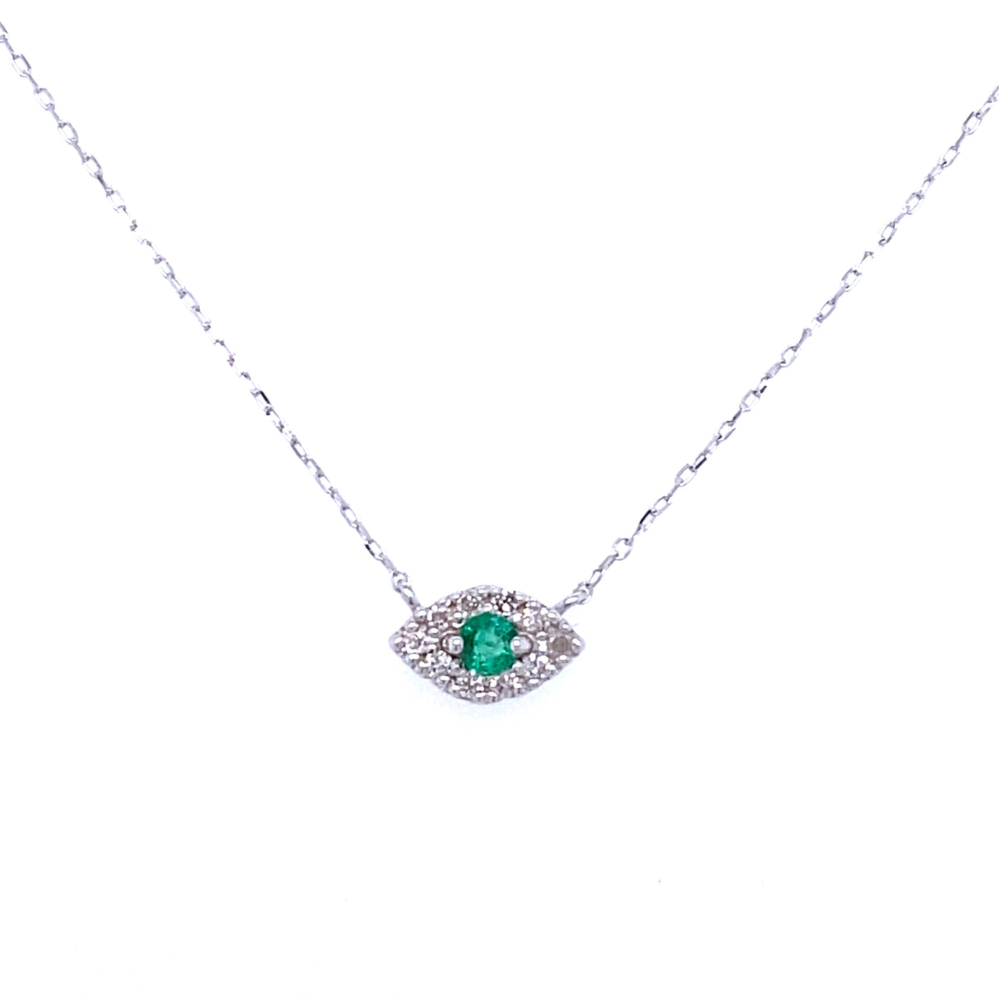 Emerald & Diamond Evil Eye Necklace