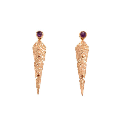 Gold Plated Cabochon Wing Earrings