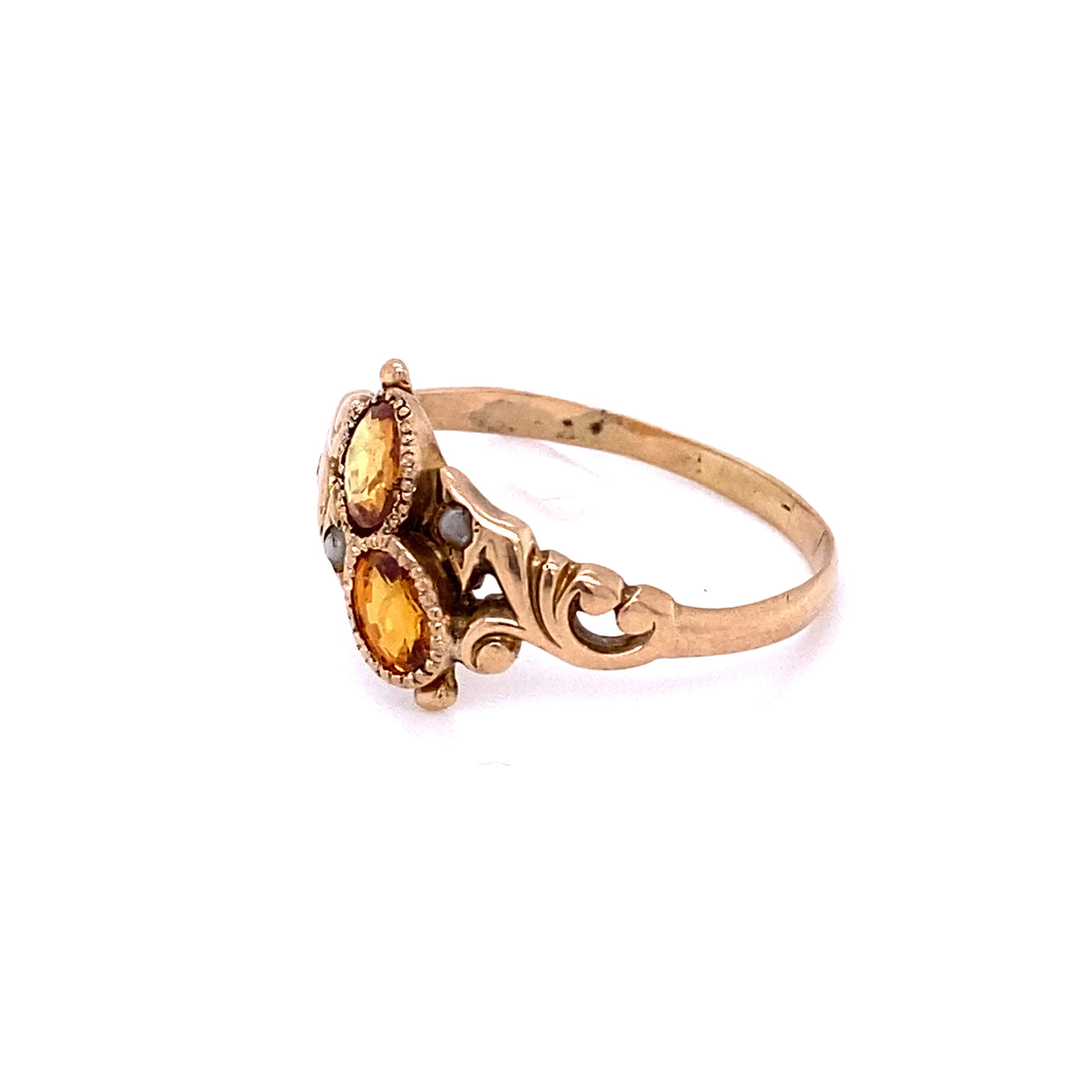 Victorian Yellow Sapphire & Pearl Ring